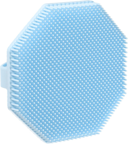 Silicone Body Scrubber, Exfoliating Shower Scrubber with Non-Slip Hand Strap, Body Brush for All Skin Types, for Use in Shower, Lake Blue