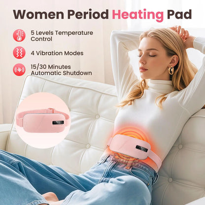 Menstrual Portable Heating Pad Waist Massager, 5-Level Hot Compress & 4-Level Vibration Waist Belt, Women'S Personal Care Appliances for Home & Travel #GLOBAL PICKS