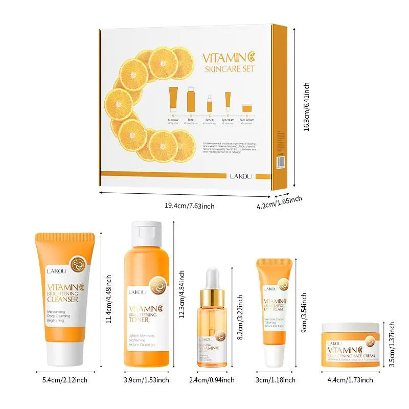 Vitamin C Skin Care Kits, 1/2Sets Hydrating Skin Care Gift Box Set, Moisturizing Set, Including Facial Cleanser, Toner, Serum, Eye Cream, Essence Cream, Skincare Products for Women & Girls
