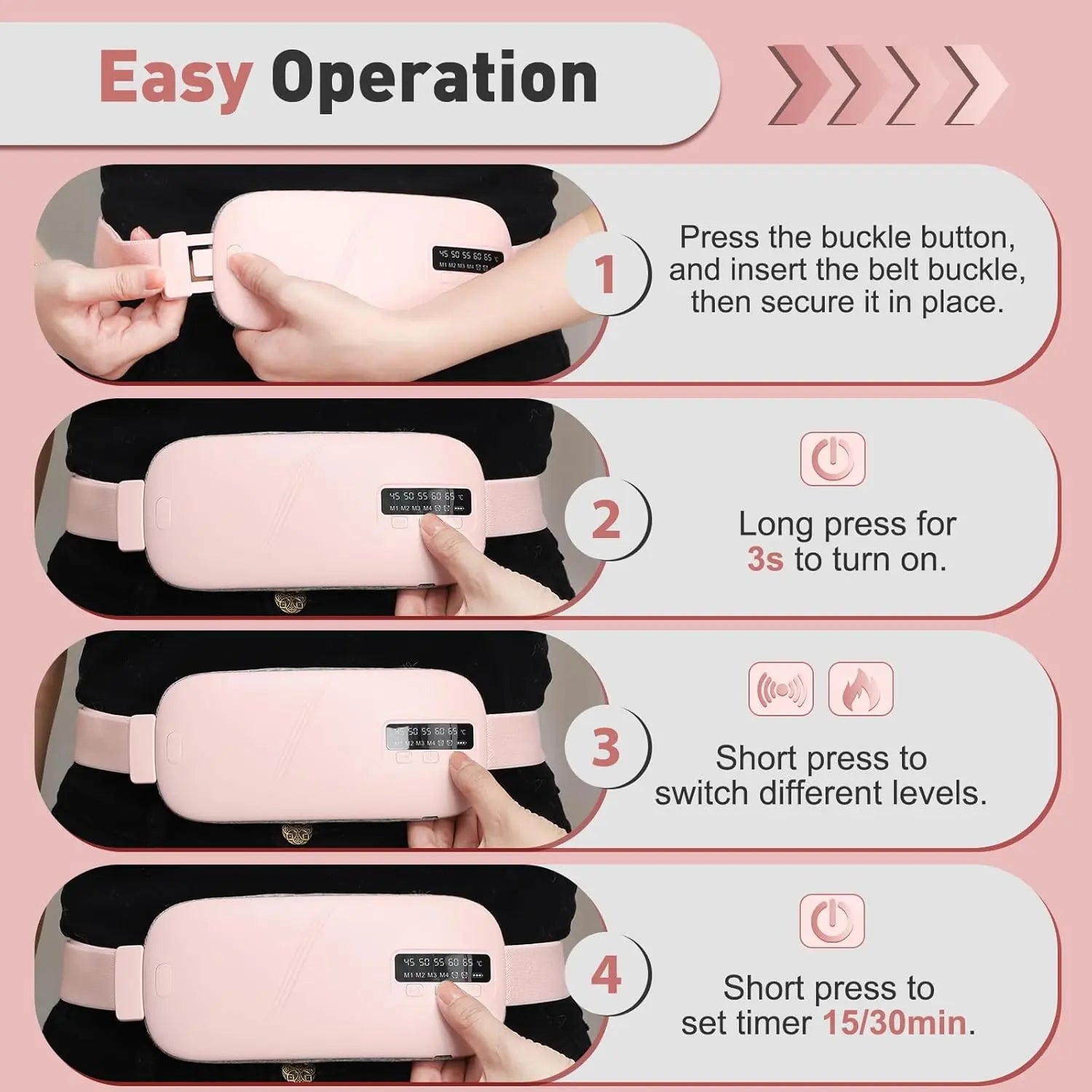Menstrual Portable Heating Pad Waist Massager, 5-Level Hot Compress & 4-Level Vibration Waist Belt, Women'S Personal Care Appliances for Home & Travel #GLOBAL PICKS