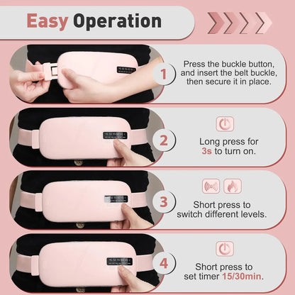 Menstrual Portable Heating Pad Waist Massager, 5-Level Hot Compress & 4-Level Vibration Waist Belt, Women'S Personal Care Appliances for Home & Travel #GLOBAL PICKS