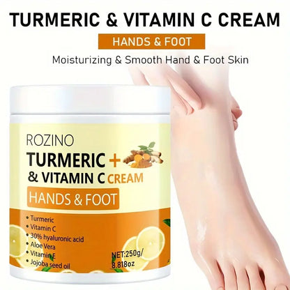 Rozino Turmeric & Vitamin C Hand and Foot Cream - Targeted Care for Enhanced Appearance & Nourishment - 250G