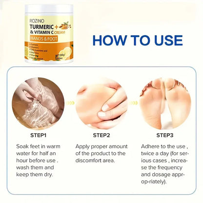 Rozino Turmeric & Vitamin C Hand and Foot Cream - Targeted Care for Enhanced Appearance & Nourishment - 250G