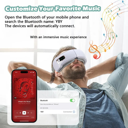 Air Pressure Eye Massager with Heat, Comfort Smart Eye Mask with Bluetooth Music & Voice Prompt, Wireless Eye Protector Rechargeable Eye Care Device for Women & Men, Christmas Birthday Gifts