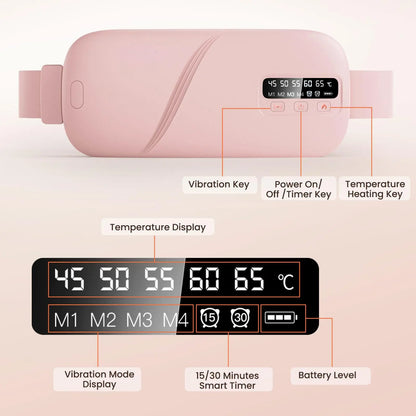 Menstrual Portable Heating Pad Waist Massager, 5-Level Hot Compress & 4-Level Vibration Waist Belt, Women'S Personal Care Appliances for Home & Travel #GLOBAL PICKS