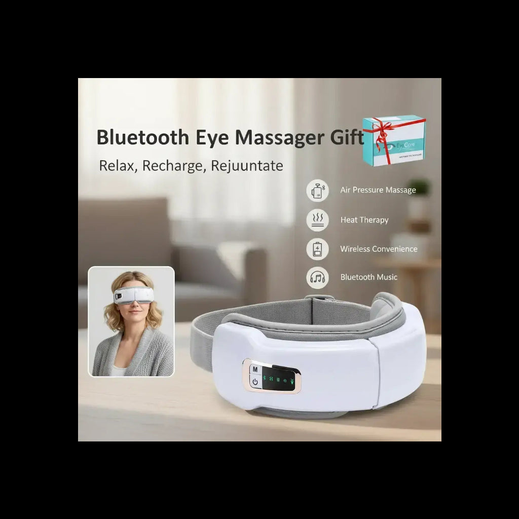 Air Pressure Eye Massager with Heat, Comfort Smart Eye Mask with Bluetooth Music & Voice Prompt, Wireless Eye Protector Rechargeable Eye Care Device for Women & Men, Christmas Birthday Gifts