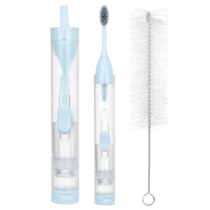 Portable Tongue Brush Oral Tongue Cleaner Soft Travel Hold Toothpaste Outdoor Tooth Brush Tooth Clean Tools Folding Toothbrush