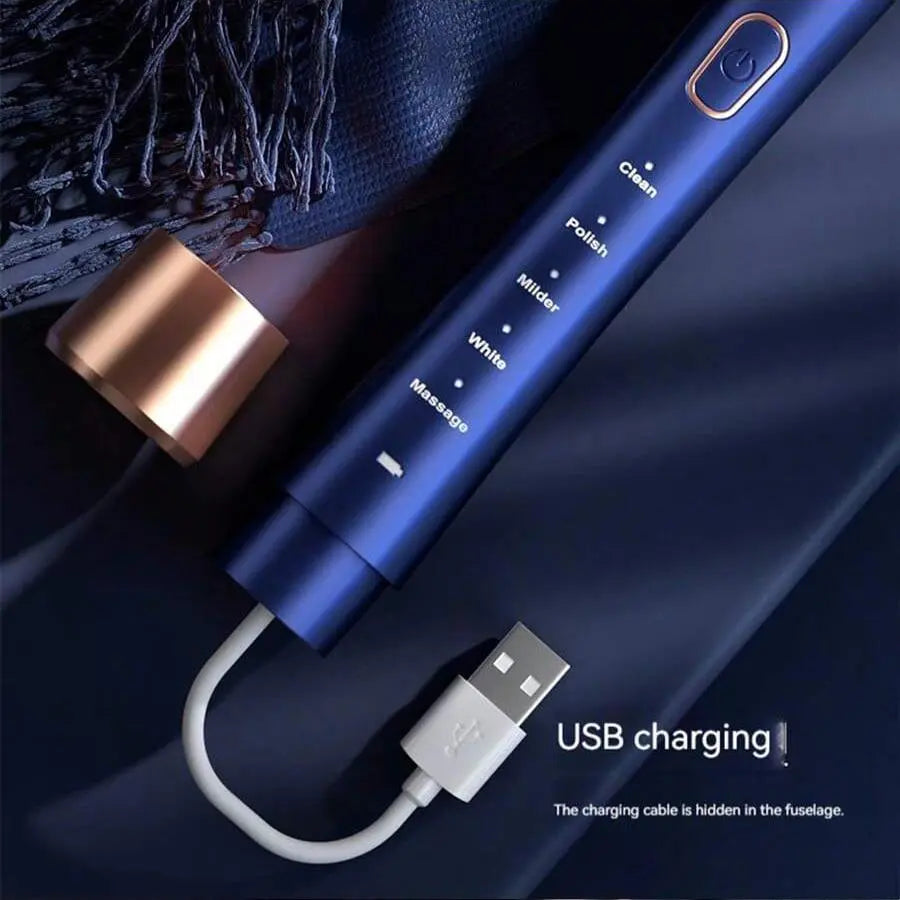 Electric USB Charging Toothbrush, 1 Count Soft Bristles Toothbrushes & 4 Counts Brush Head & 1 Count Charging Cable, Intelligent Cleaning Toothbrushes, Gift