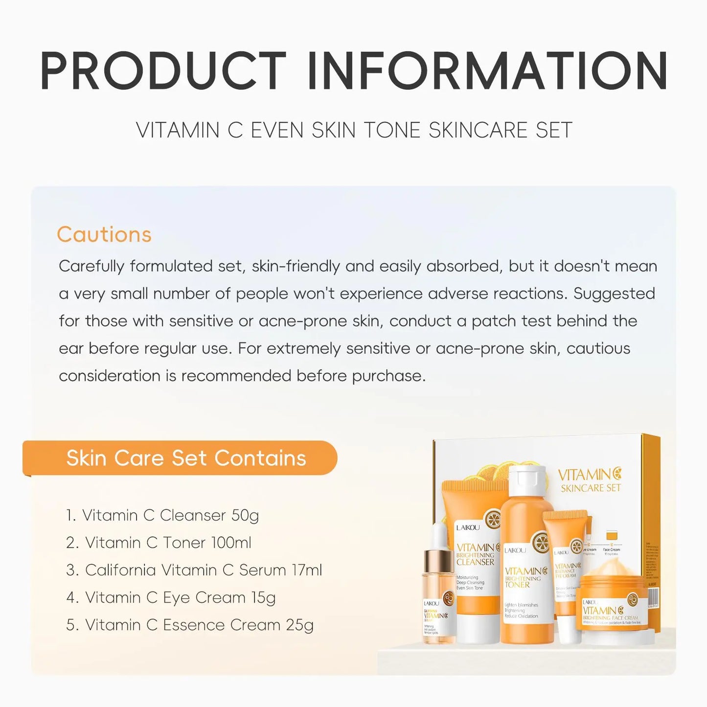 Vitamin C Skin Care Kits, 1/2Sets Hydrating Skin Care Gift Box Set, Moisturizing Set, Including Facial Cleanser, Toner, Serum, Eye Cream, Essence Cream, Skincare Products for Women & Girls