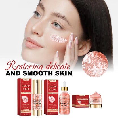 Dragon Blood Facial Care Series, 3 Counts/Set Moisturizing Facial Serum & Cream, Hydrating Skin Care Kit for Women & Men