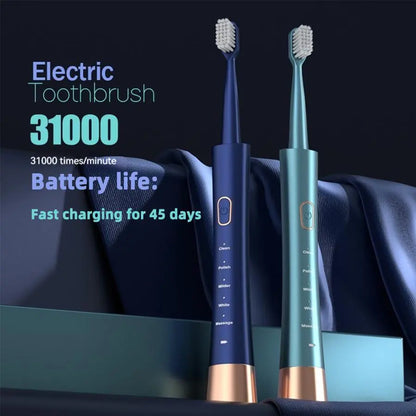 Electric USB Charging Toothbrush, 1 Count Soft Bristles Toothbrushes & 4 Counts Brush Head & 1 Count Charging Cable, Intelligent Cleaning Toothbrushes, Gift