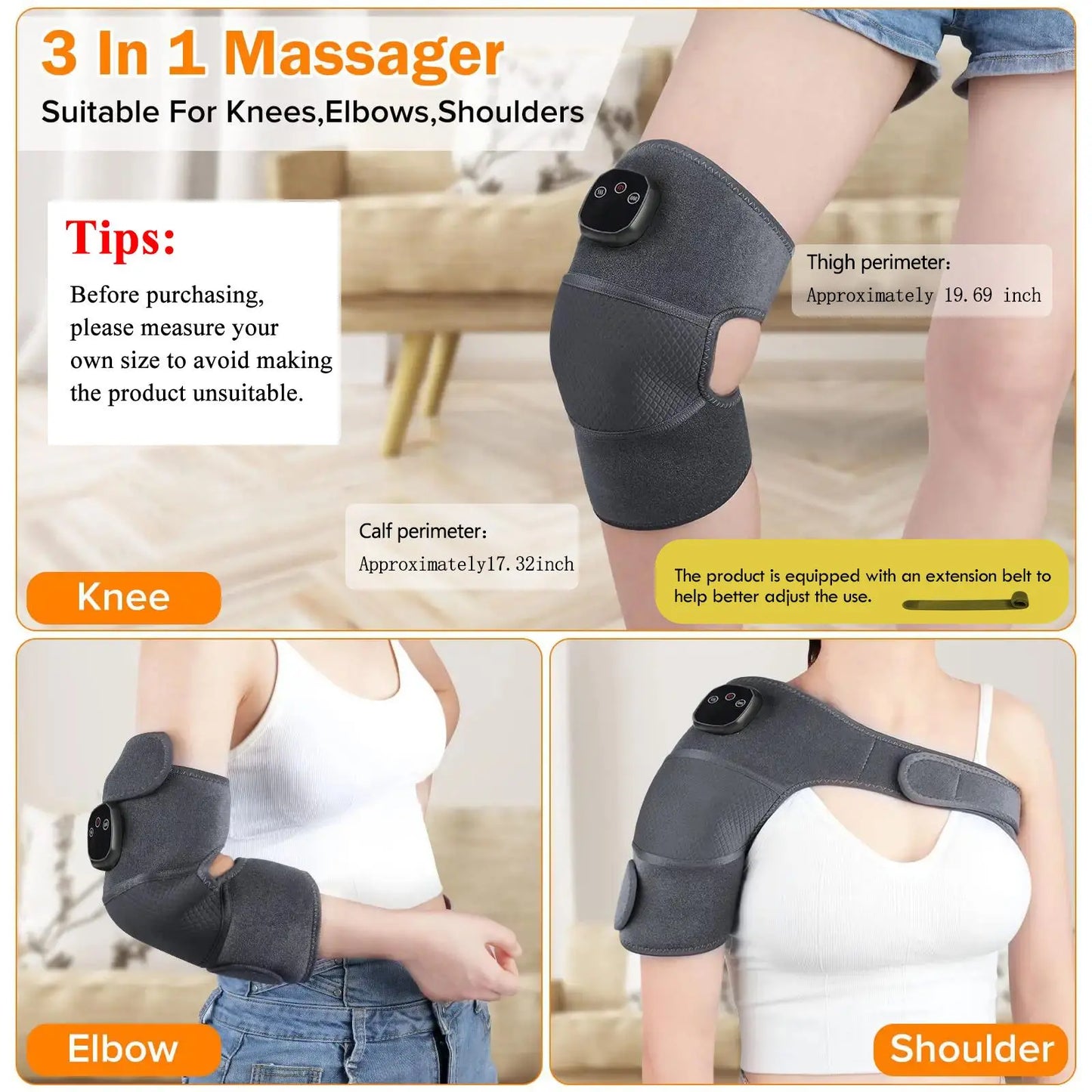Portable Heating Massager, 1 Box Multifunctional Rechargeable Vibration Massager with Digital Display, Portable Pain Relief Massage Tool for Home & Office Use