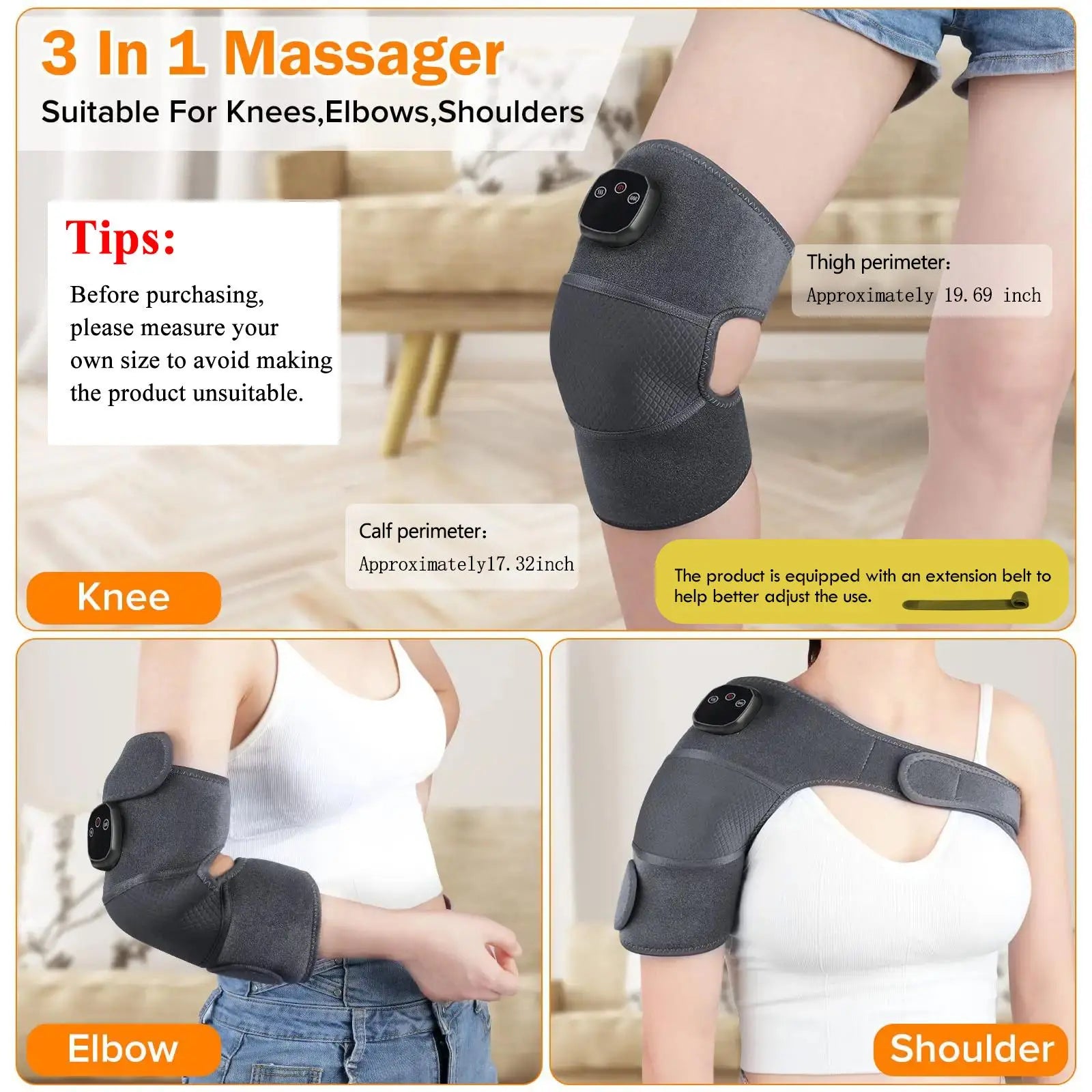 Portable Heating Massager, 1 Box Multifunctional Rechargeable Vibration Massager with Digital Display, Portable Pain Relief Massage Tool for Home & Office Use
