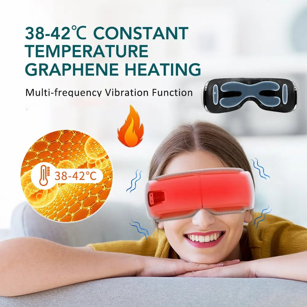 Air Pressure Eye Massager with Heat, Comfort Smart Eye Mask with Bluetooth Music & Voice Prompt, Wireless Eye Protector Rechargeable Eye Care Device for Women & Men, Christmas Birthday Gifts