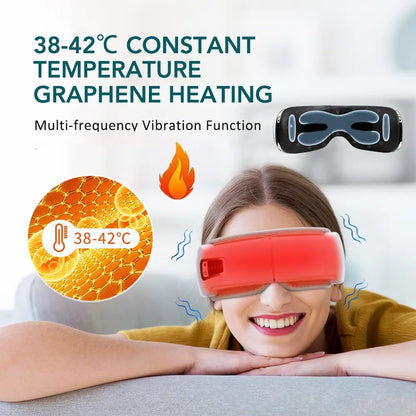 Air Pressure Eye Massager with Heat, Comfort Smart Eye Mask with Bluetooth Music & Voice Prompt, Wireless Eye Protector Rechargeable Eye Care Device for Women & Men, Christmas Birthday Gifts