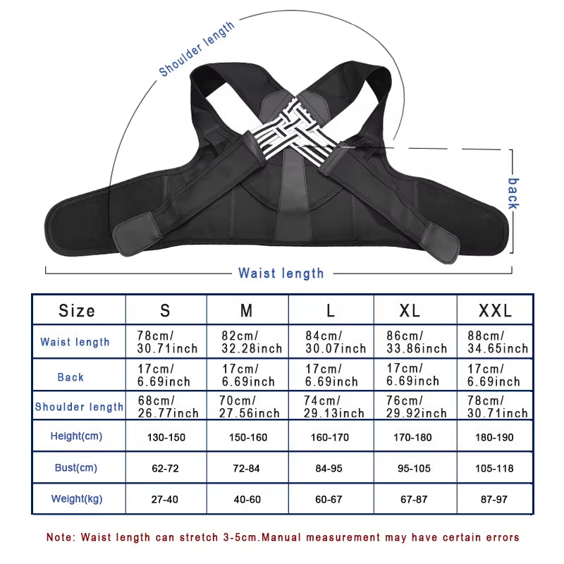 Back Brace Posture Corrector for Women and Men, Shoulder Straightener Adjustable Full Back Support Upper and Lower