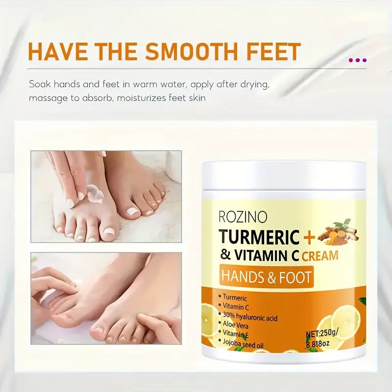 Rozino Turmeric & Vitamin C Hand and Foot Cream - Targeted Care for Enhanced Appearance & Nourishment - 250G