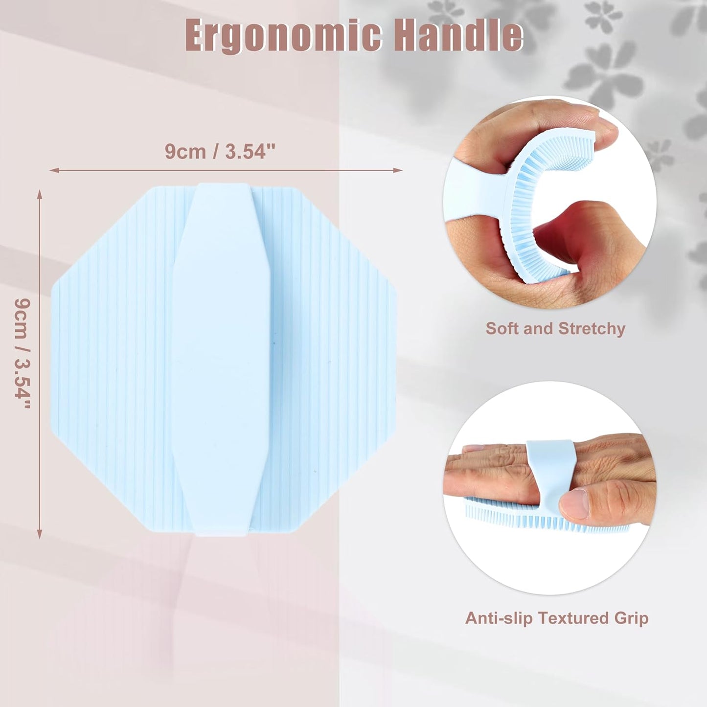 Silicone Body Scrubber, Exfoliating Shower Scrubber with Non-Slip Hand Strap, Body Brush for All Skin Types, for Use in Shower, Lake Blue