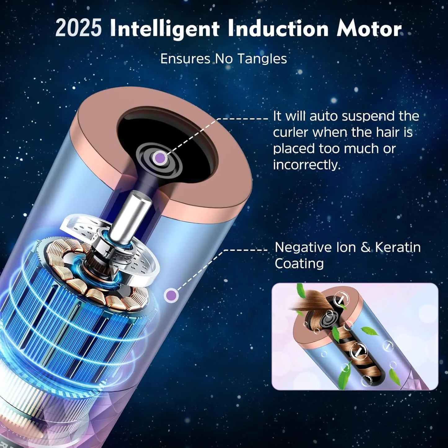 Automatic Cordless Hair Curler with LCD Display, Adjustable Timer and Temperature, 2-In-1 USB Rechargeable Portable Ceramic Curler, Fast Heating, Auto Rotating Curler, Automatic Curling Iron