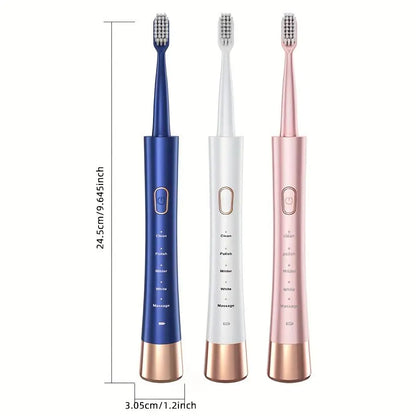 Electric USB Charging Toothbrush, 1 Count Soft Bristles Toothbrushes & 4 Counts Brush Head & 1 Count Charging Cable, Intelligent Cleaning Toothbrushes, Gift