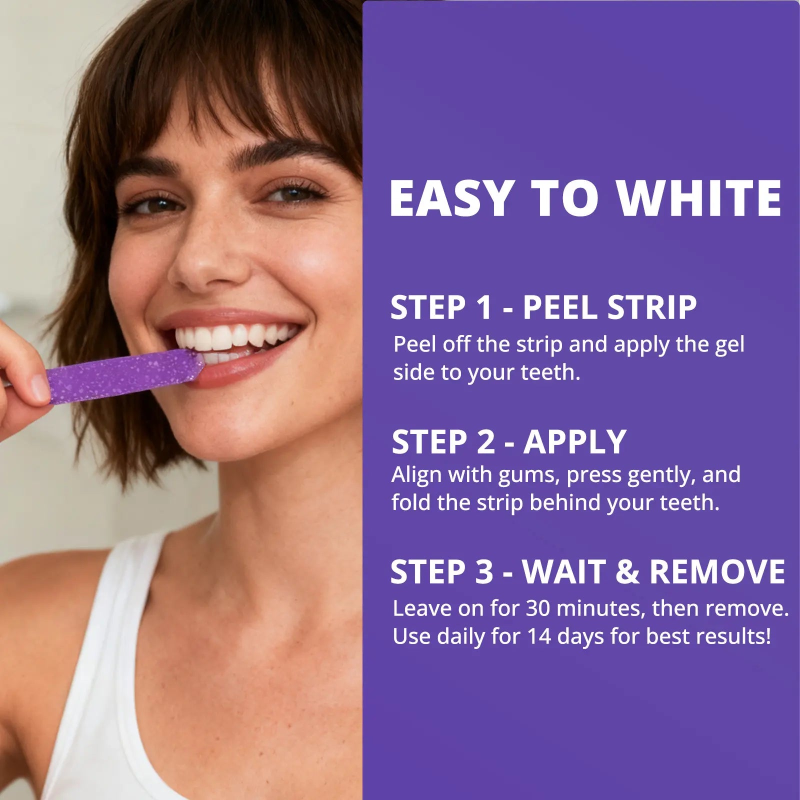 【Sakyproral】Purple Teeth Whitening Strip, 28 Strips, 7-Day Deep Whitening with Professional 6% Peroxide, No Residue, 4 Shades Whiter in 7 Days, Enamel Safe