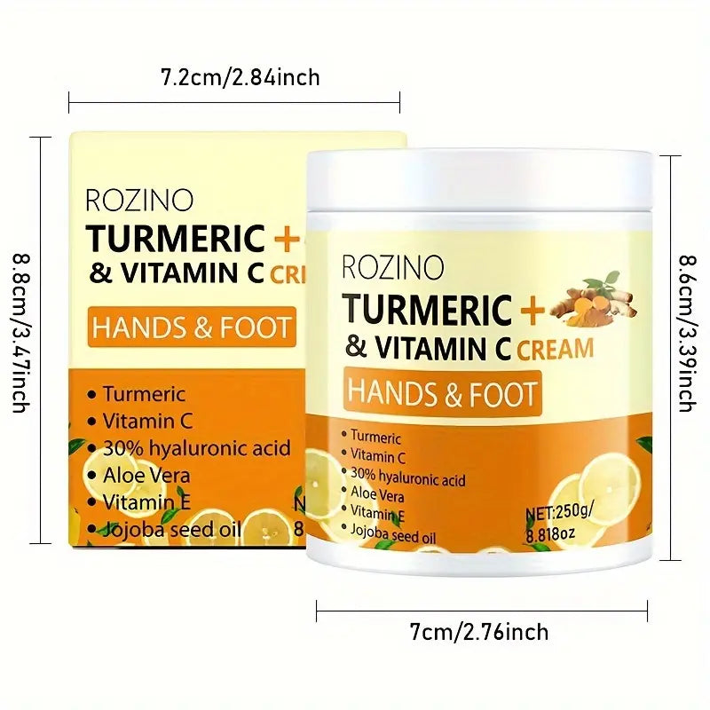 Rozino Turmeric & Vitamin C Hand and Foot Cream - Targeted Care for Enhanced Appearance & Nourishment - 250G