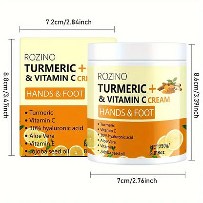 Rozino Turmeric & Vitamin C Hand and Foot Cream - Targeted Care for Enhanced Appearance & Nourishment - 250G