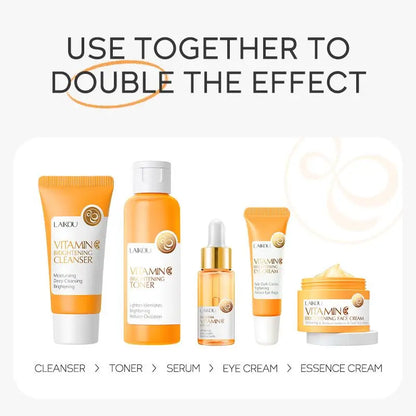 Vitamin C Skin Care Kits, 1/2Sets Hydrating Skin Care Gift Box Set, Moisturizing Set, Including Facial Cleanser, Toner, Serum, Eye Cream, Essence Cream, Skincare Products for Women & Girls